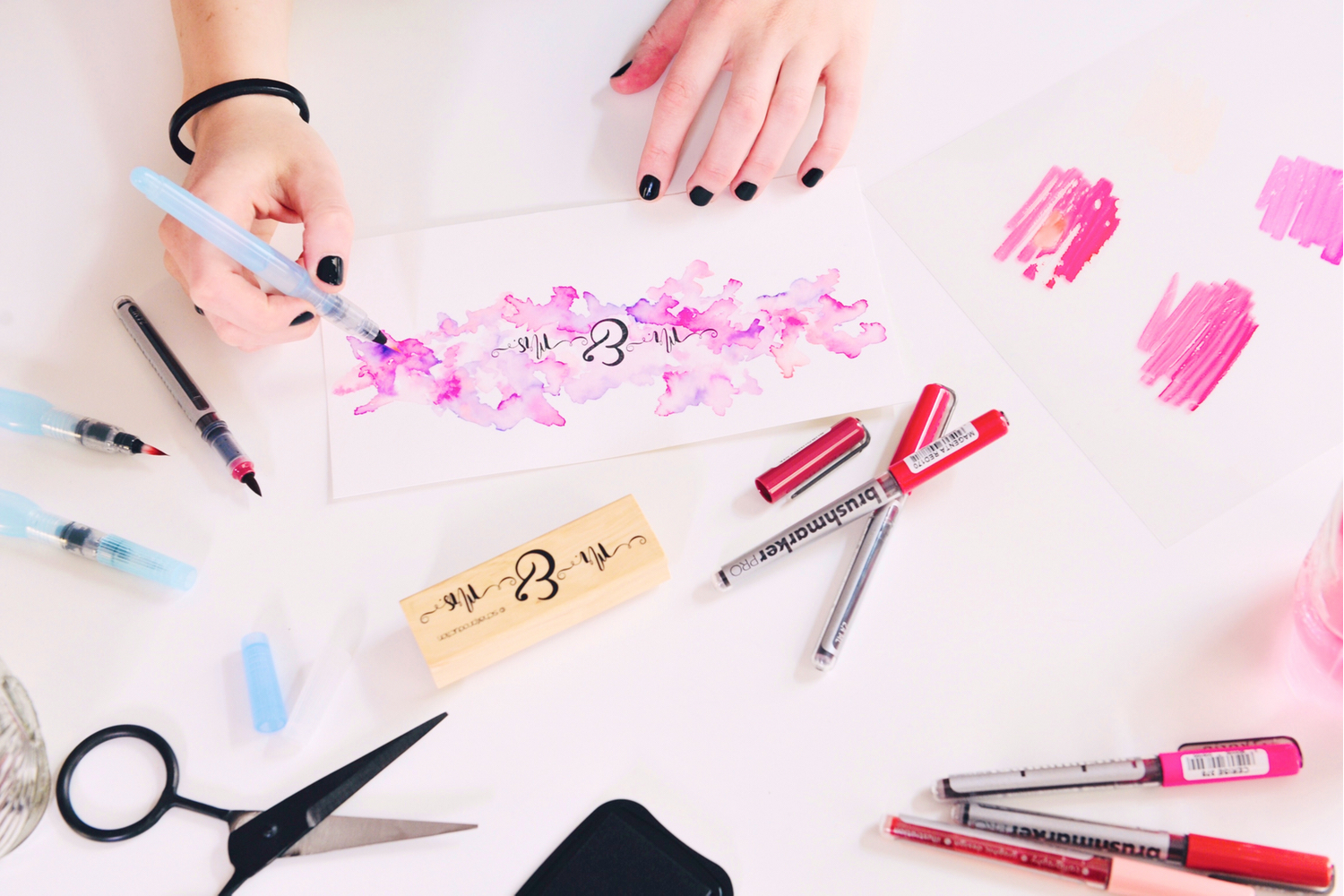 Bild 6-Mit Wassertankpinsel Stempelabdruck aquarellieren