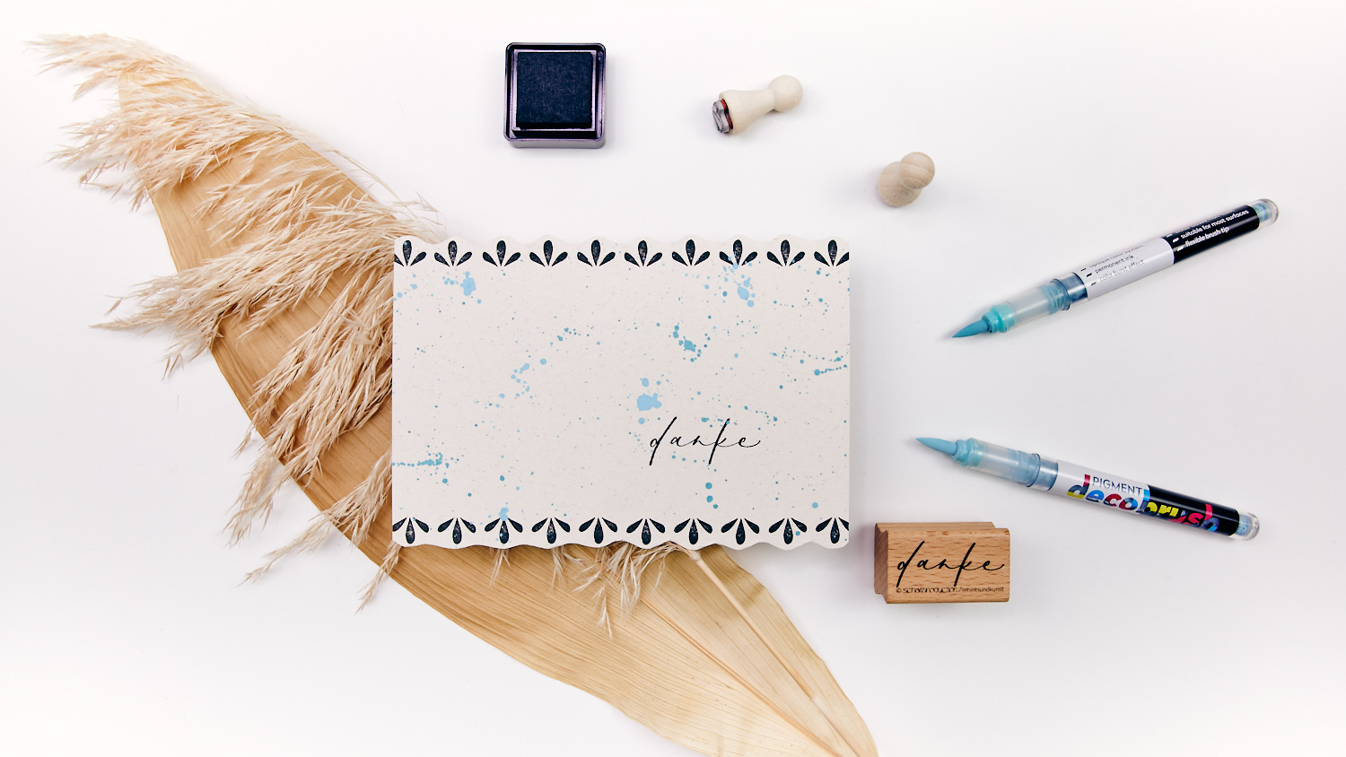 Dankeskarte-mit-einem-Rand-durch-Tropfen-Highlight-mit-Stempelhilfe-Herman-Q